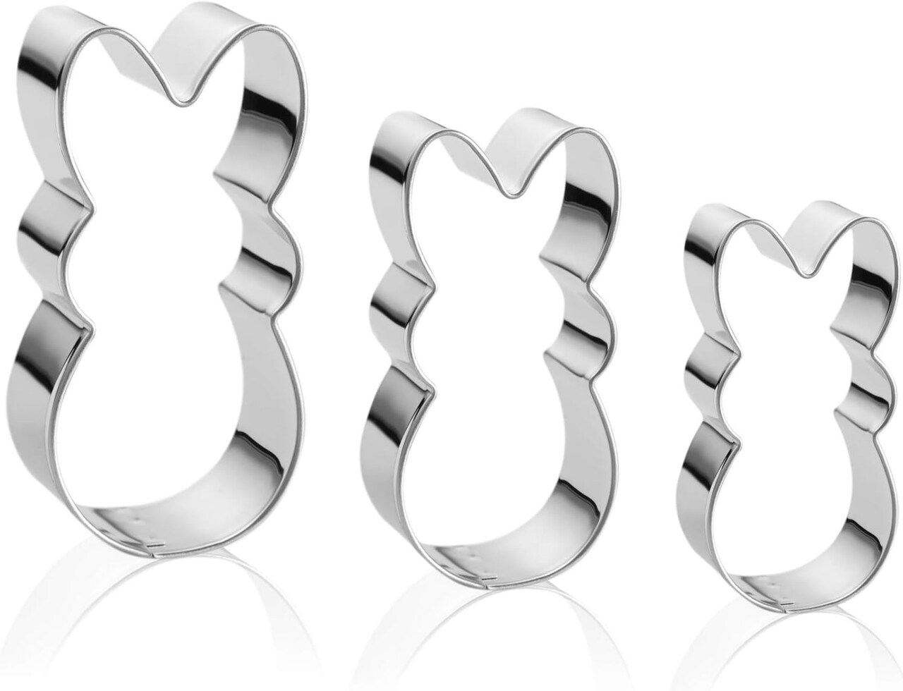 Easter Bunny Cookie Cutter Set – 3 Pieces Stainless Steel Rabbit Cutters in Assorted Sizes